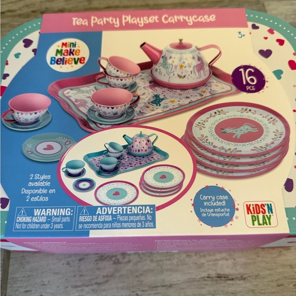 Mini Make Believe Unicorn Tea Party Playset w/carry case - 16PCS NWT - Picture 4 of 4